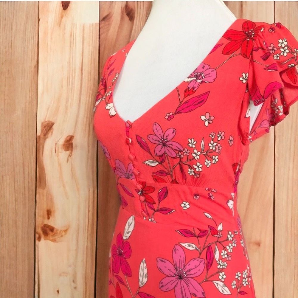 Banana Republic Red Floral Midi Dress - Picture 3 of 6